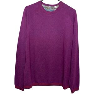 Robert Graham Plum Purple Crewneck Sweater Paisley Trim Size L